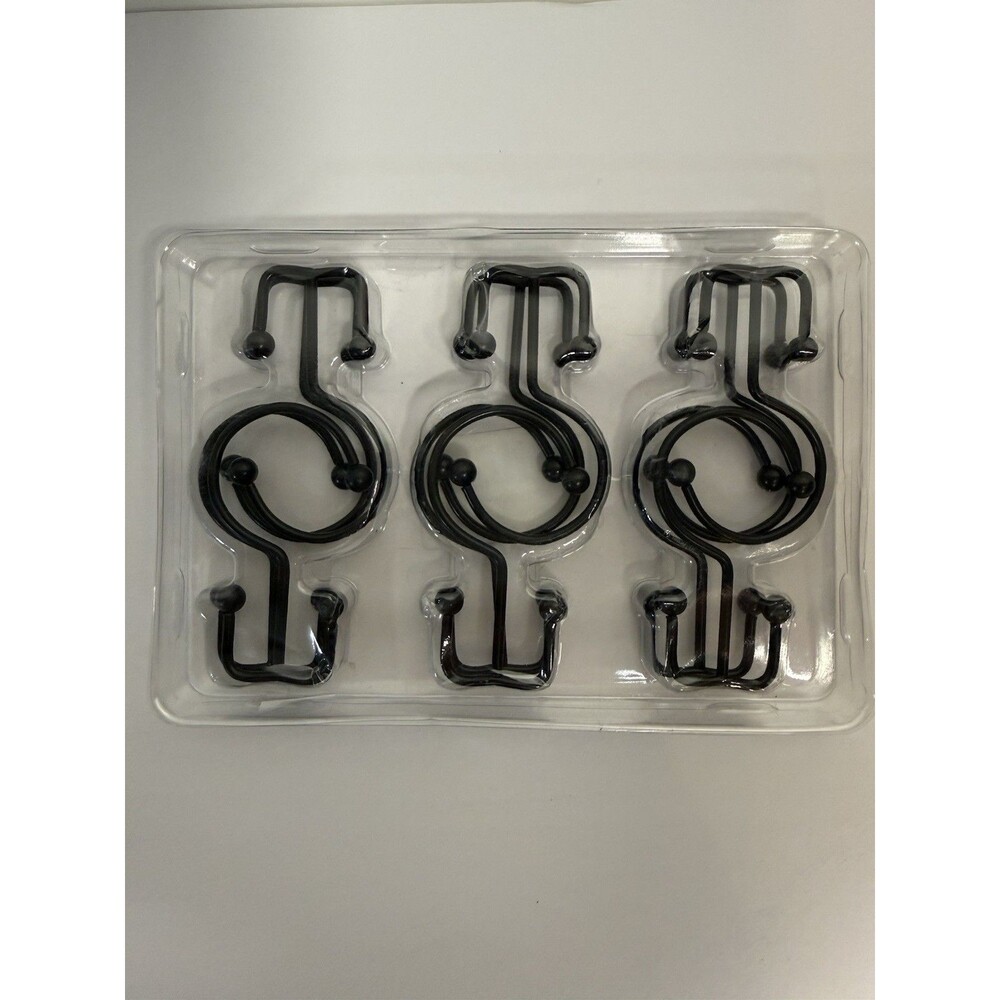 New Goowin Black Metal Shower Curtain Rings For Shower Rod 6 Piece Set